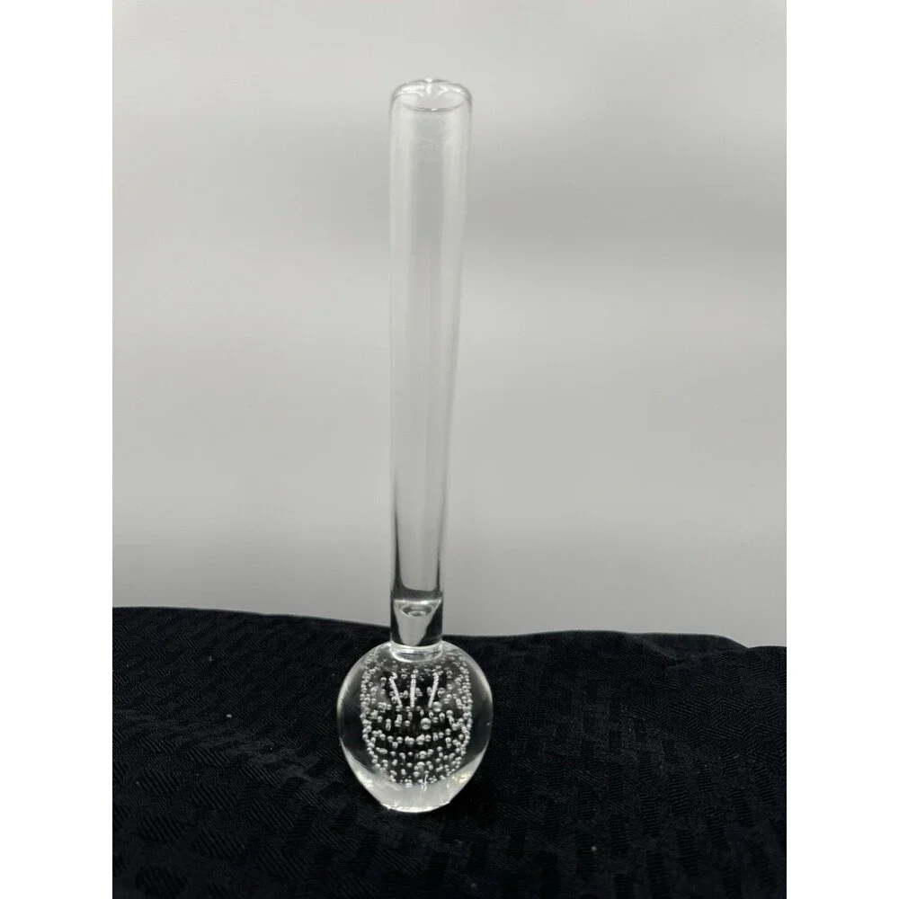 ART GLASS CLEAR CONTROL BUBBLE VMBUD VASE PAPER WEIGHT 8”